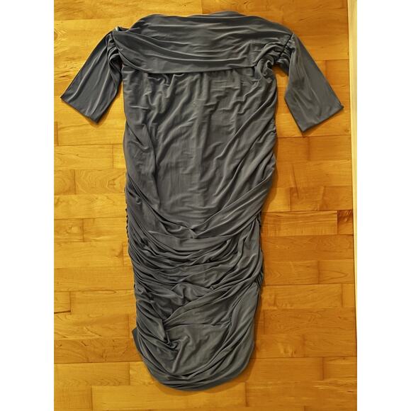 Club L Lost For Love Bardot Baby Blue Draped Midi Dress Off The Shoulder 12 - Picture 3 of 4